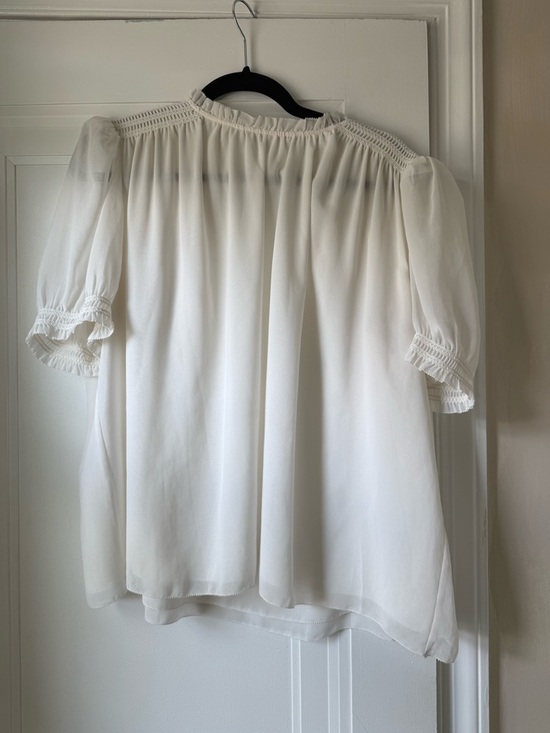 Wilfred Tops - Wilfred White Smocked Neck Puff Sleeve Blouse